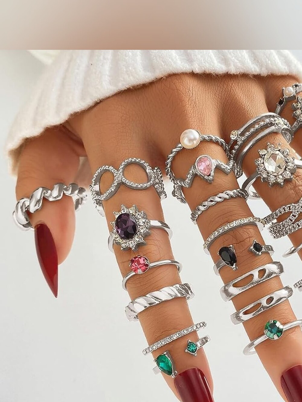 Vintage Gold Rings Set Gemstone Stackable